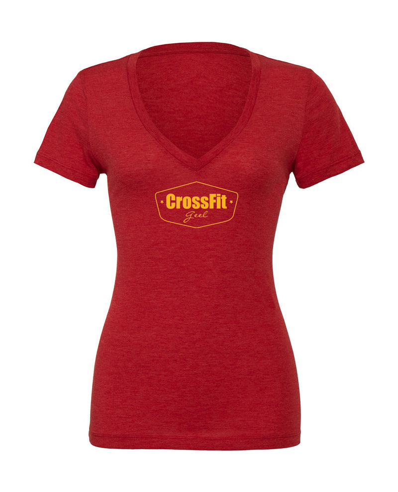 Crossfit Geel Ladies Deep V-neck T-shirt